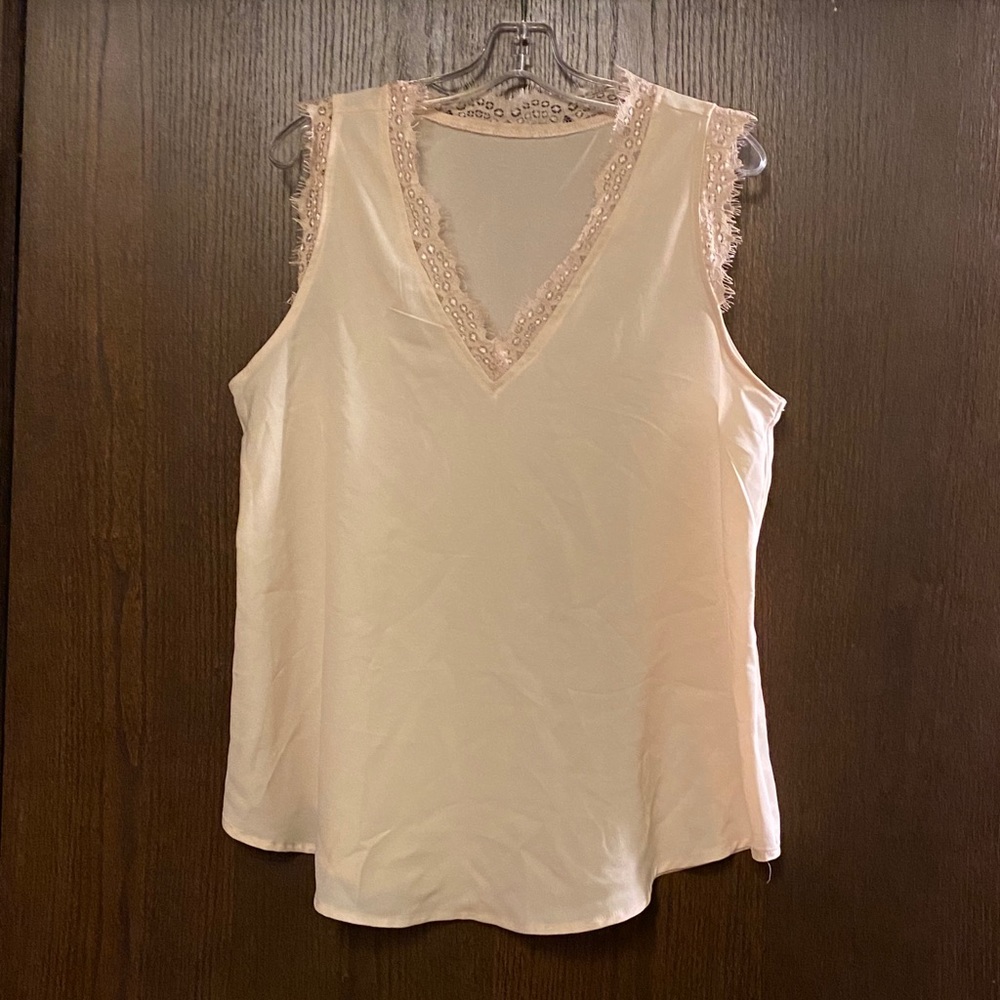 Beautiful blush lace v-neck top, new without tags